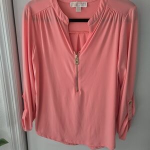 Michael Kors Coral Blouse with Zipper Accent